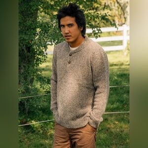 Mollusk California Saul Henley Merino Wool Sweater in Oak